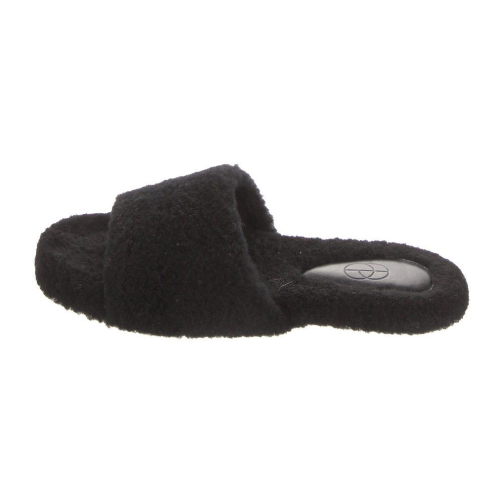 Porte & Paire Shearling Slides in Black